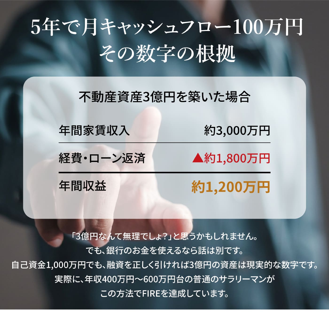 5年で月キャッシュフロー100万円、その数字の根拠。